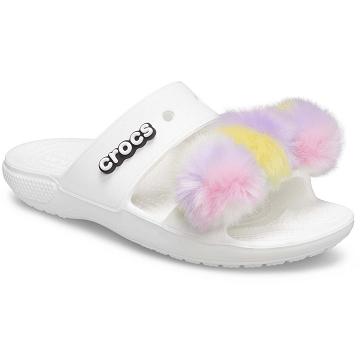 Crocs Classic Fur Sure Men's Sandals White | Australia 1250WNBY